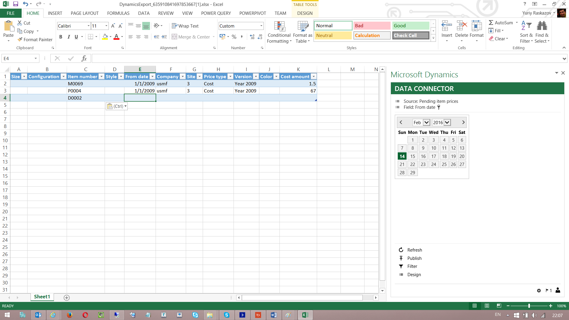 Editing prices in Excel