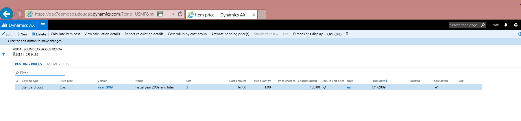 Validating changes in AX