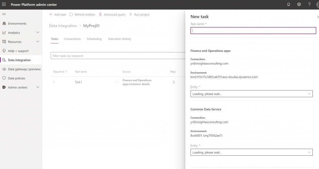 Creating a new integration task