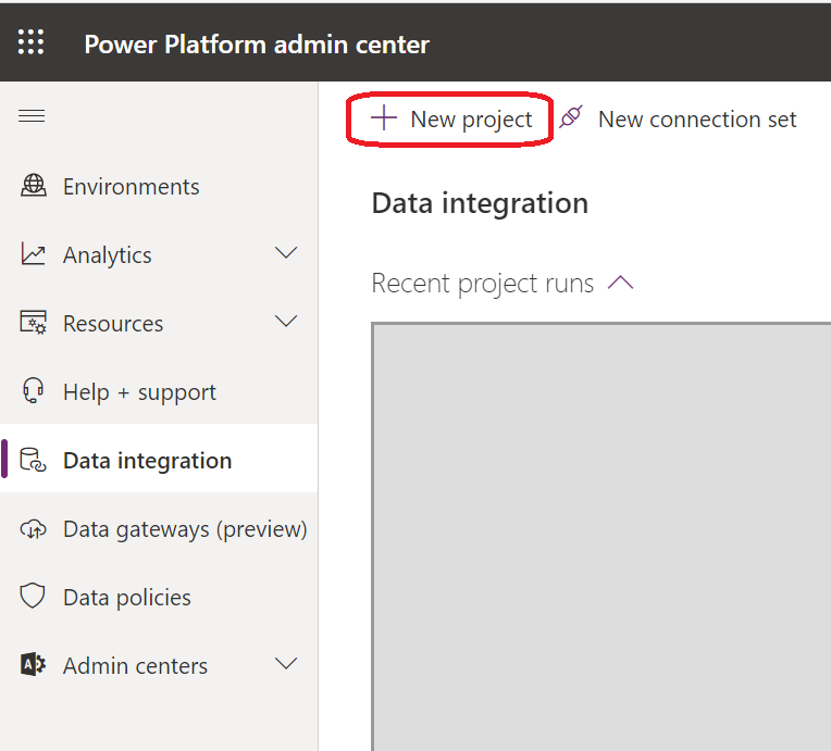 Data integration project creation