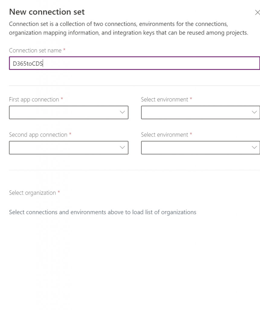 New connection set configuration