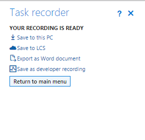 Save recording options